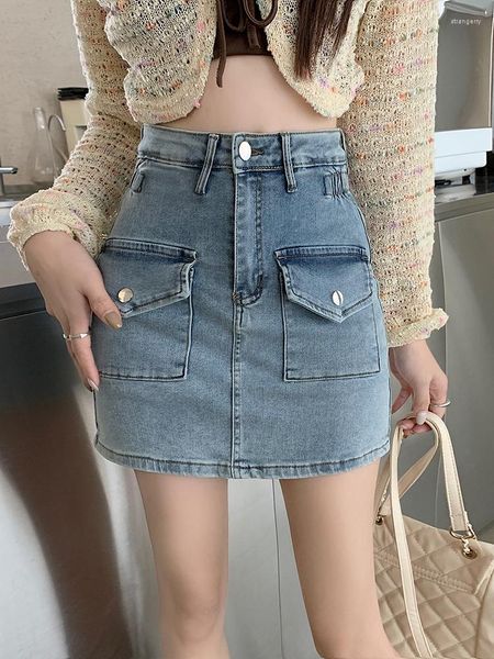 Юбки Ly Varey Lin Spring Summer Mini Denim Women Fashion High Pocket