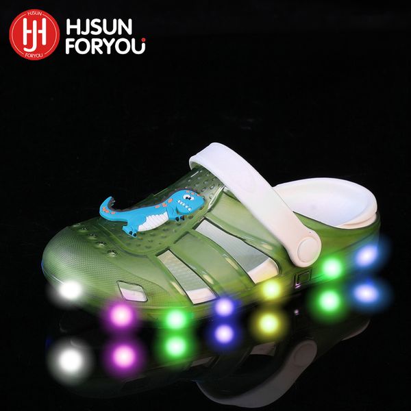 First Walkers Style Boys Girls Sport Sandals Sandals de verão Sapatos infantis com tênis de moda de marca LED LED HOLO