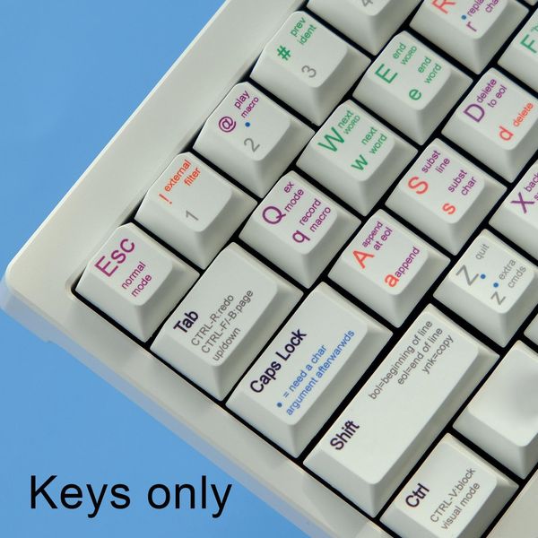 Аксессуары, 131 клавиша, колпачки для клавиш VIM, белая GMK, колпачок для клавиш PBT, сублимационная механическая клавиатура для MX Switch 1,75U 2U Shif