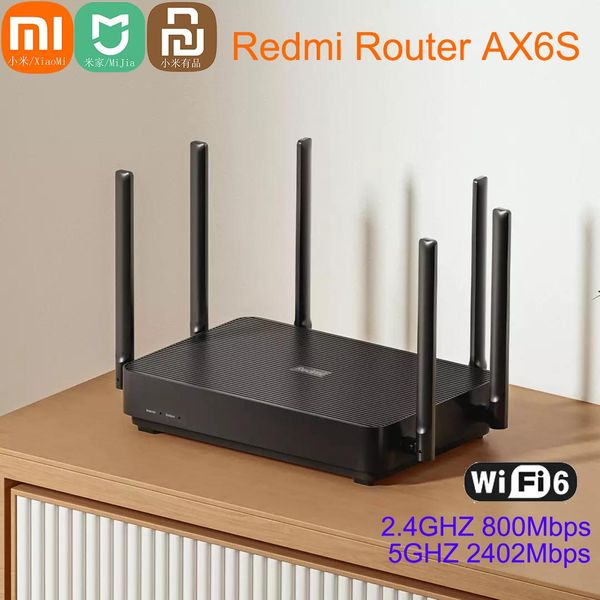 Produtos Xiaomi mijia redmi ax6s wifi 6 roteador 3200 Mbps 2,4/5 GHz Dual Frequência Mimoofdma de alto ganho Rota de malha Dualcore 1.35 GHz CPU