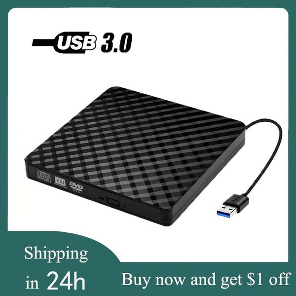 Taşınabilir Yüksek Hızlı USB 3.0 Harici CD/DVD ROM Optik Sürücü Harici İnce Disk Okuyucusu Masaüstü PC Dizüstü Dizüstü Bilgisayar Tablet DVD Player