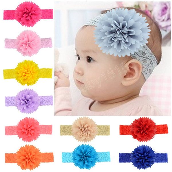 Baby elastische Spitze Stirnband handgemachte Pfingstrose Rose Blume Neugeborene Kleinkind Kopfbedeckung niedliche Fotografie Requisiten Haarschmuck