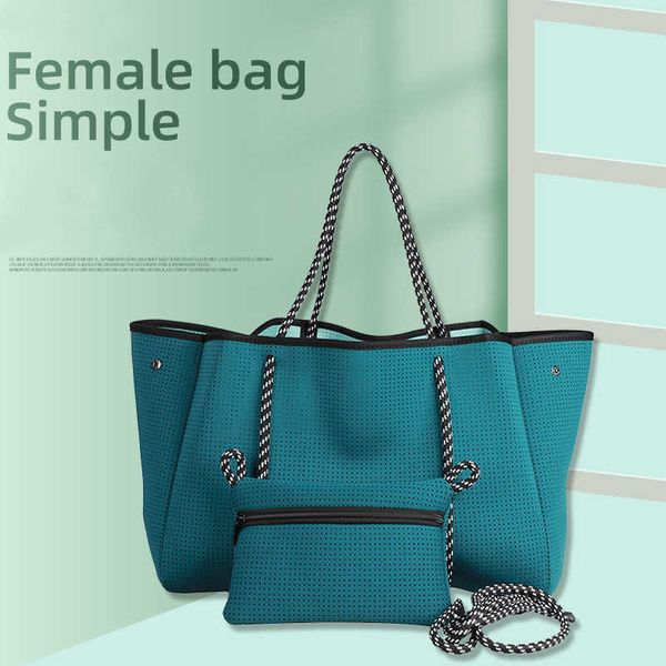 Mode Neopren Strandtaschen für Frauen Designer Große Kapazität Tote Umhängetaschen Sommer Große Handtaschen Casual Shopper Geldbörsen 2021 230527