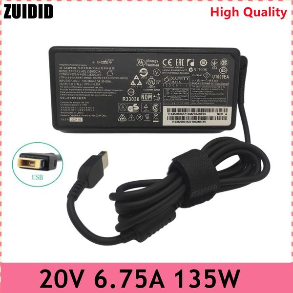 Adattatore Adattatore per laptop 135W 20v 6.75A USB CARVER del taccuino per Lenovo T440P Y5070 R720 Y700 T540P P51 P52 S5 ADL135NLC3A Alimentatore di alimentazione