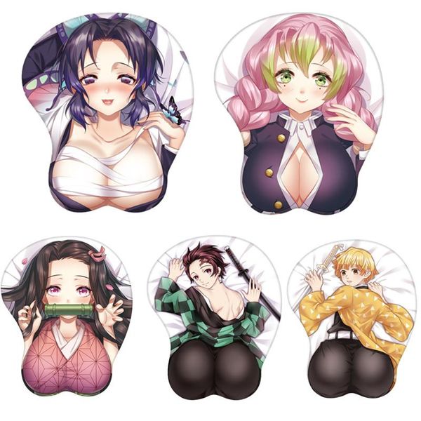 Restos Anime Demon Slayer Laptop Game 3D Mouse Pad Mitsuri Shinobu Nezuko Sexy Pulseira fofa Kimetsu No Yaiba Silicone Wrist Mousepad