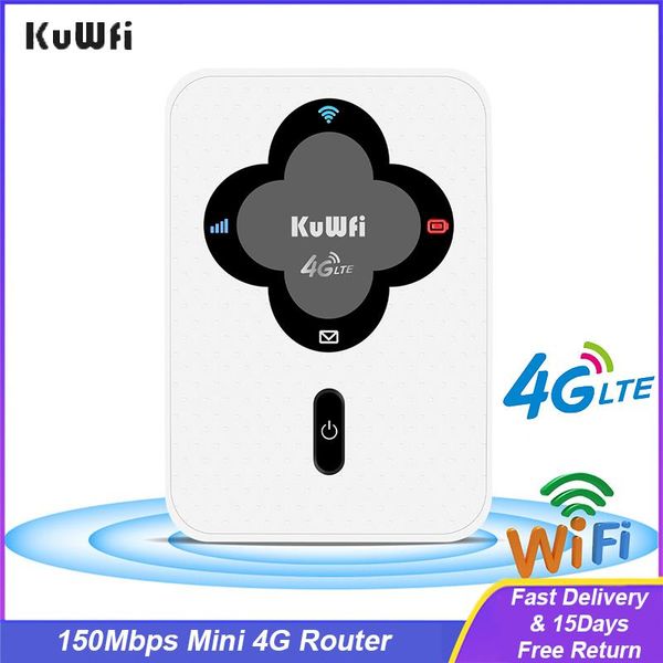 Маршрутизаторы Kuwfi разблокируют 4G маршрутизатор Mini 150 Мбит / с беспроводной карманный карманный карманный маршрутизатор портативный мобильный мобильный wi -Fi Hotspot Modem с SIM -картой слотом