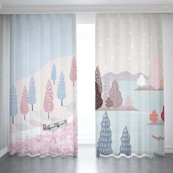 Cortina de cortinas de impressão de impressão de blecautes nórdicos modernos para o quarto da sala de estar tecidos de madeira feitos personalizados feitos personalizados