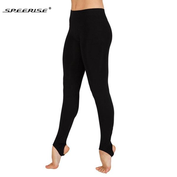 Perneiras speerise feminino sólido preto fitness skinny estribo alta cintura de dança de legging spandex para mulheres academia de ginástica calça de ginástica