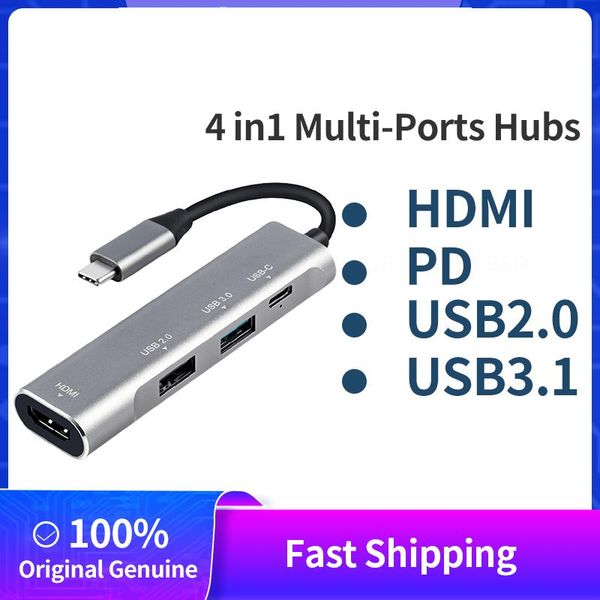 Станции 4 IN Multiports Hubs для ноутбука ПК PD PARTS PARTS Станция станции HDMICATAMIBLE TF/SD CARD SPLITER