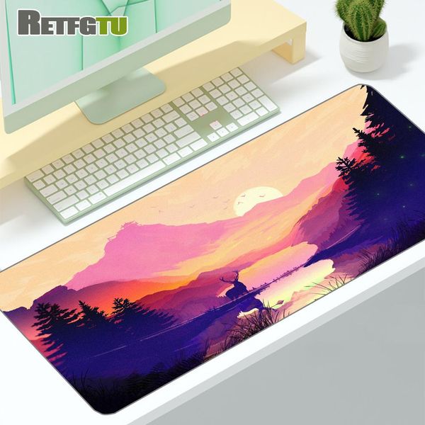 Almofadas 90x40cm mousepad para floresta profunda firewatch portátil gamer mousepad gaming mouse pad grande bloqueio borda teclado 70x30 cm deak esteira