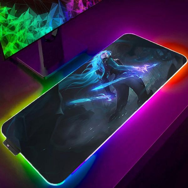 RESTS RGB LED MOUSE PAD Katarina League of Legends Anime Mousepad Kawaii Gaming Matte Accessoires PC Gamer xxl Desk großer Teppich lol