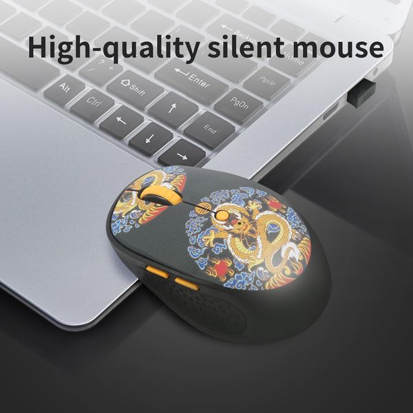 Mäuse HUO JI 2,4G Drahtlose Maus USB Computer Maus Stille Chinesischen Stil Maus 2400DPI Optische Mini Mause Geräuschlose Mäuse für PC Laptop