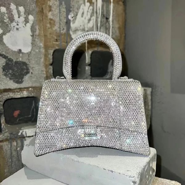 Borsa da donna Borsa a tracolla con diamanti Borse da sera Sacchi da uomo Borsa da trucco a forma di clessidra Hobo Bagagli Pochette di design Portafoglio Borsa con manico superiore Pelle bovina Borsa a tracolla con patta