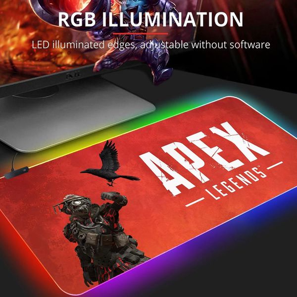 Подставки Apex Legends Аниме RGB Коврик для мыши Игровой геймерский ковер Коврик для мыши Компьютерные коврики Игровой коврик Мыши Клавиатуры Периферийные устройства Офис