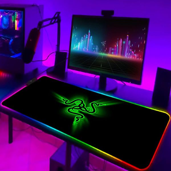 Pads Gamers аксессуары RGB Mouse Pad Razer Keyboard Gaming Mats для ПК -геймера с полной подсветкой компьютер Большой Mousepad XXL Mausepad