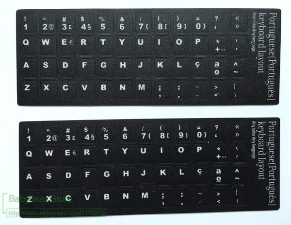 Deckt 100pcs/Lot -Tastaturaufkleber portugiesisches Alphabet Portugal Language Keyboard -Aufkleber für den 12.01.13/14/15/17 Zoll Laptop Desktop