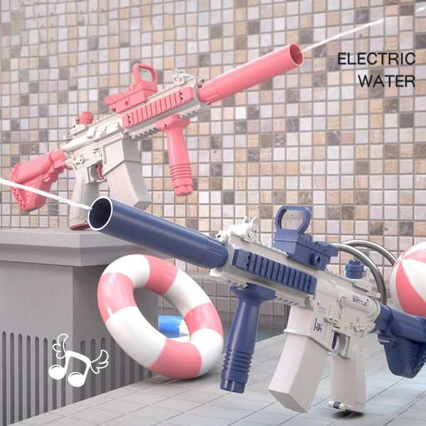 Brinquedos Pistola de água elétrica M4I6 Pistola de água automática completa Pistola de brinquedo Arma de água Blaster para crianças, adultos, verão, água, praia, piscina, brinquedos 230526