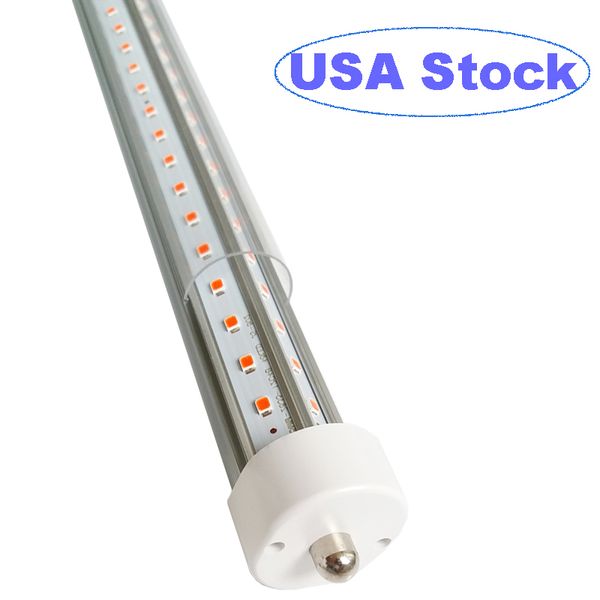 Luci a tubo LED da 8FT, 72W 9000LM 6500K, lampadine a LED a pin singolo T8 FA8 (sostituzione di lampadine fluorescenti a LED da 300W), doppio lato a forma di V, copertura trasparente Dual-Ended Power usastar