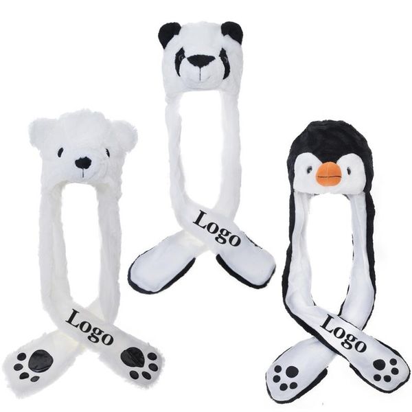 Boinas chapéu de animal de pelúcia Acessórios de bordados de fantasia Longo e luxuosos-pandas para crianças adultas