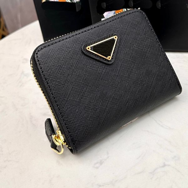 Wallet Women Designer Purse Woman Man Original Box Genuine Leather Black Mini Wallets Fashion Classic Letters Triangle Brand Flower Patters s