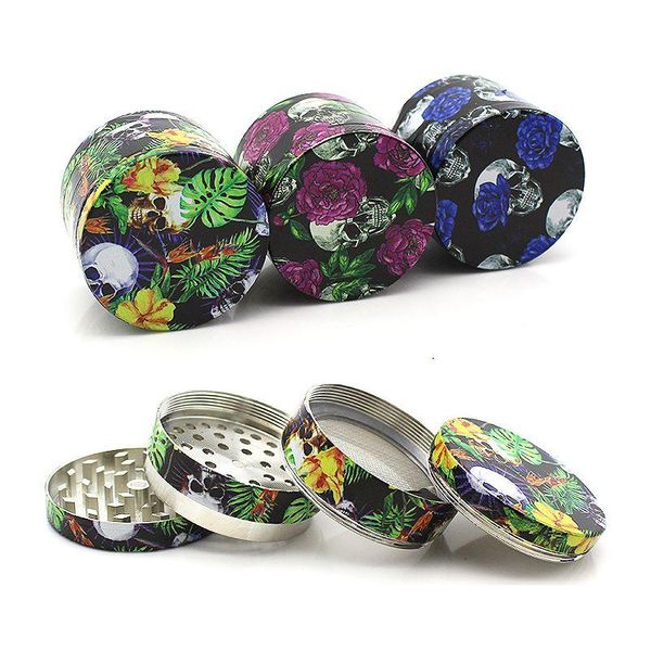 Accessori Skl Rose Printed Herb Grinder Household Smoking 4 Layer 50Mm Metal Tobacco Grinders Drop Delivery Home Garden Sundries Dho9I