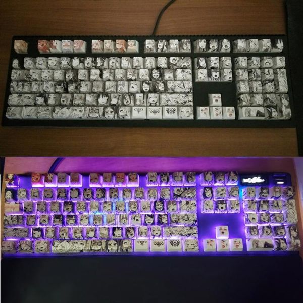 Acessórios PBT 108 key ahegao keycap corante sublimação oem perfil