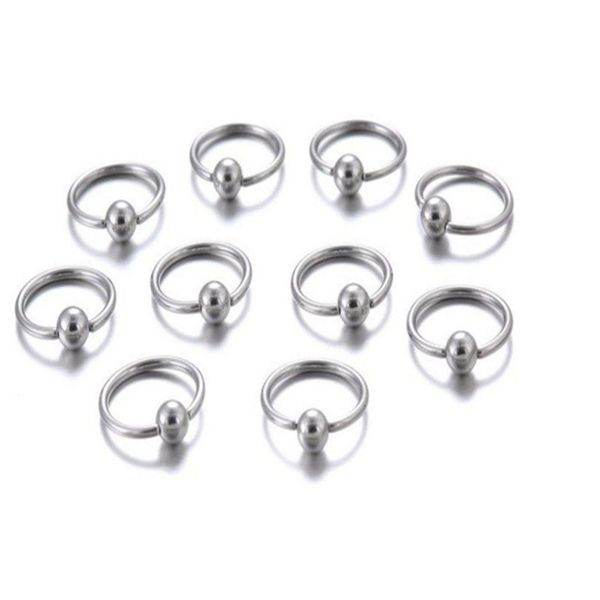 Outros 10pcs/conjunto de anel de nariz de piercing jóias de jóias de aço fechamento de arco de aço para a orelha lábio Sier Plated Grow Drop Delivery Dh2ez