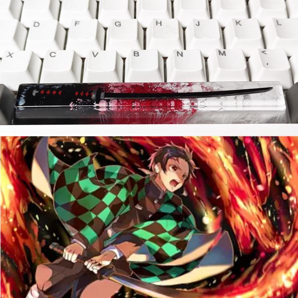 Acessórios Personalizados 6.25x Resina keycap Anime Sword Space Bar Cherry Strable Game for Cherry MX Switch Mechanical Gaming Keyboard Keycap