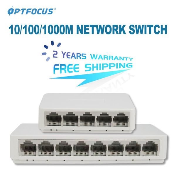 Switches optfocus 5 8 portas utp rj45 gigabit switch ethernet 1000 mbps mini switches de rede vlan ethernet splitter lan hub switch