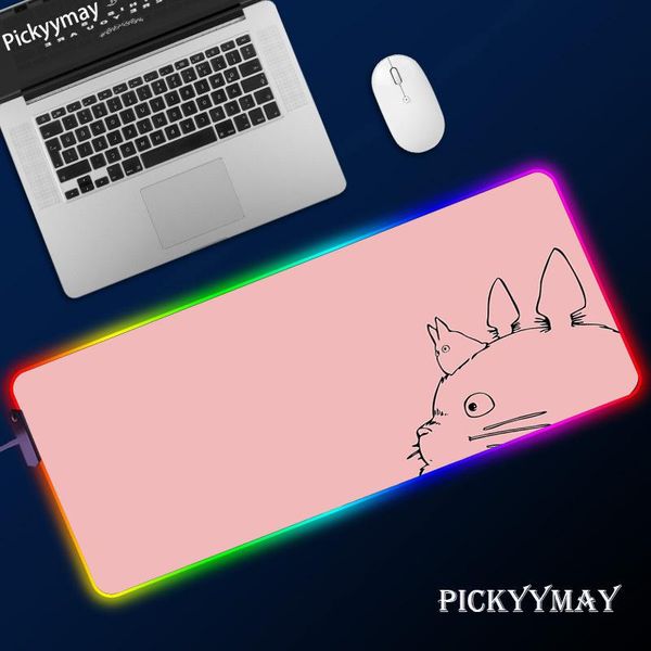 Descansa bonito totoro anime mousepad grande rgb mouse pad grande overlock gamer esteira led mouse pad macio portátil gamer para acessórios de jogos