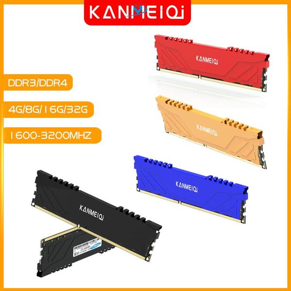 Rams Kanmeiqi RAM DDR3 DDR4 4GB 8GB 16G 1333MHZ 1600 1866 МГц 2400 2666 Память настольного компьютера с помощью DIMM, совместимой с радиатором, Intel/AMD