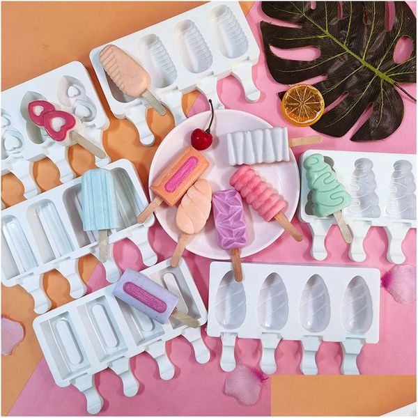 Outils De Crème Glacée Maison Sile Moule Diy Chocolat Dessert Popsicle Mods Cube Maker Summer Party Fournitures Drop Delivery Maison Jardin Ki Dhfg4