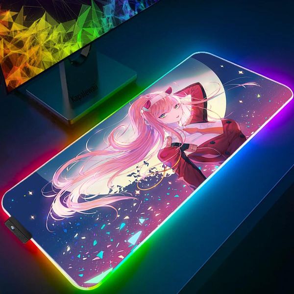 RESTS RGB Gaming Maus -Pad -Gaming -Computer Mousepad LED LEG LIGS MOUSE PAD GAMER RGB Zero Two Liebling Big Maus Teppich -PC -Schreibtischmatte