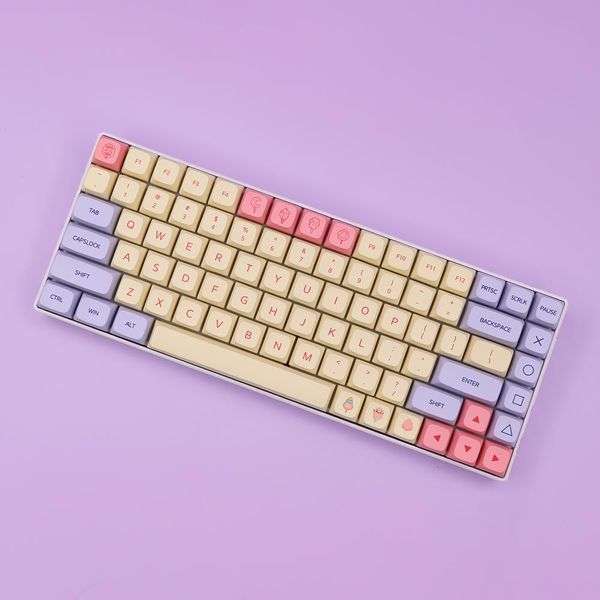 Accessori Marshmallow PBT Purple Yellow Key Caps Profilo Cherry per GK61 GK64 GK68 RK68 68 FL680 Tastiera meccanica