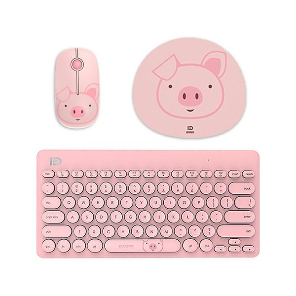 Combo tastiera mouse wireless 2.4G per PC computer portatili set tastiera mouse portatile rosa per ragazze per ufficio casa