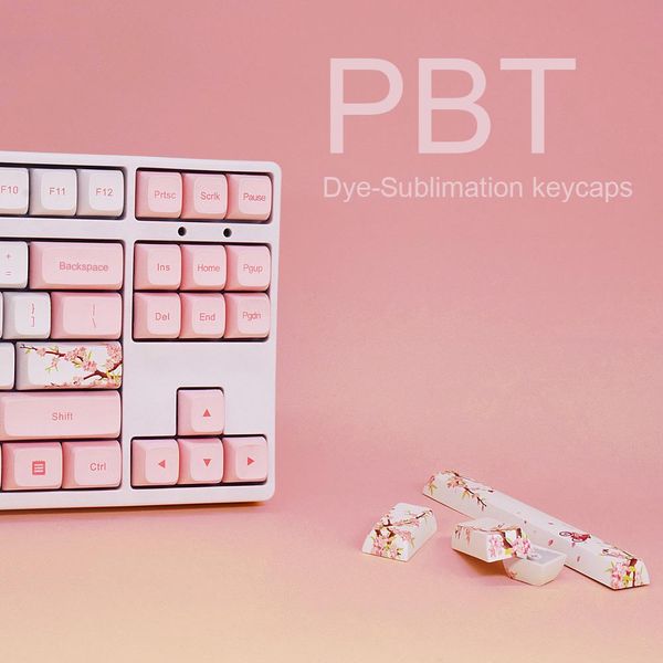 Accessori romantici sakura pbt keycaps xda profilo 131keys dyesub keycap personalizzato per gh60 60% 75% tkl tastiera meccanica mx switch