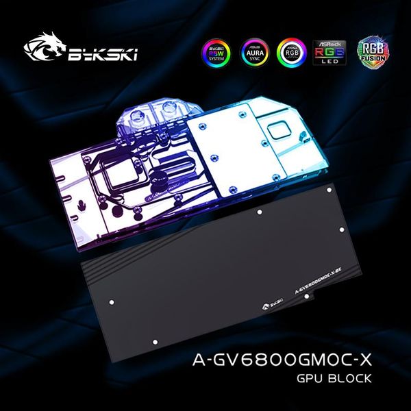 Refrigeração BYKSKI CARTA DE ÁGUA COMPATÍVEL DE ÁGUA COMPATÍVEL COM GIGABYTE RX 6800 GAMING OC GPU Cooler RGB M/B SYNC AGV6800GMOCX