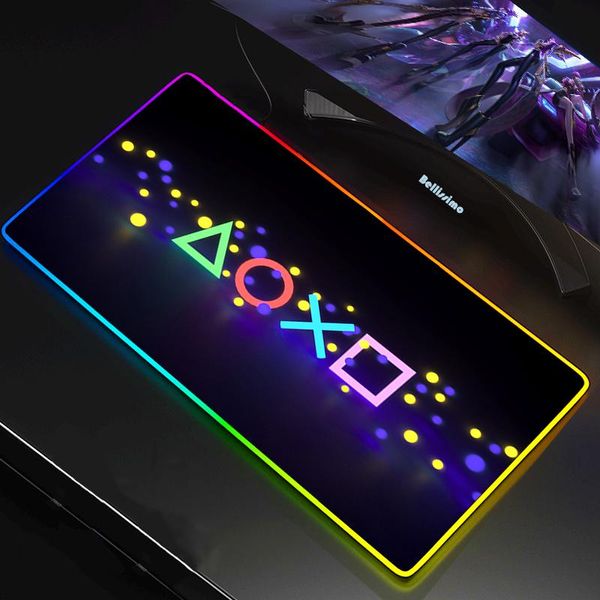 Подставки для коврика для мыши XXL со светодиодной подсветкой RGB для большого ПК, геймера, противоскользящая резиновая подставка, игровые коврики, игровые коврики для RGB-клавиатуры, ноутбука, компьютера, популярная игра, PlayStation