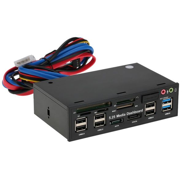 Okuyucu Çok Fonksiyonlu USB 3.0 HUB ESATA SATA PORT Dahili Kart Okuyucu PC Medya Ön panel Ses SD MS CF TF M2 MMC Bellek Kartları