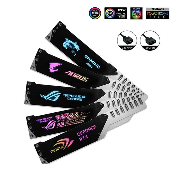 Staffa GPU in alluminio di raffreddamento Servizio video Argb Supporto VGA supporto per decorazione del cabinet PC 12V/5V RGB MSI Aorus Rog Aura Sync