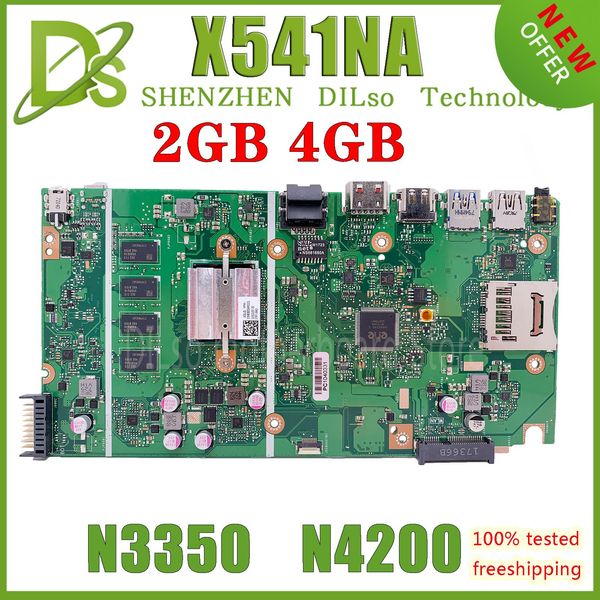 Placa -mãe kefu placa x541na placa principal é para asus vivobook max d541n x541n laptop placa -mãe com n3350 n4200 cpu 2gb 4gb 100% teste