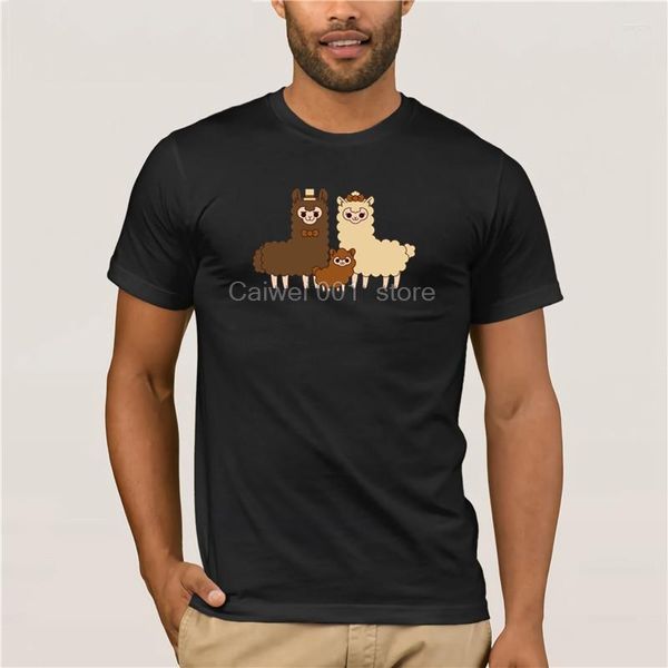 T-shirt da uomo Camicia per donna Chocolate Alpaca Family Lovely Man S O Neck Manica corta Cartoon Design Maschio Trendy Creative Graphic