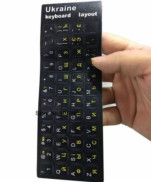 Deckt 100pcs/Los Ukraine English Tastatur Aufkleber Layout für Laptop/Desktop -Aufkleber 11 11,6 12 13,3 14 15 15,4 17 Zoll