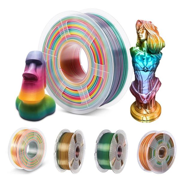 Scannen 3D -Druckerfilament 1,75 mm PLA Regenbogen 1 kg 500 g 250 g Seiden Normal