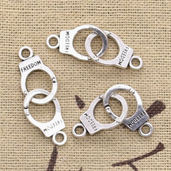 15pcs Charms Manette Freedom 30x10mm Antique Making Pendant fit, colore argento tibetano vintage, gioielli fatti a mano fai-da-te