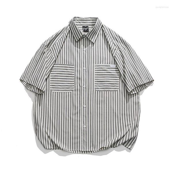 Camisas casuais masculinas Summer para homens Cidade menino ao ar livre de rua japonesa de luva curta de manga curta vestido masculino