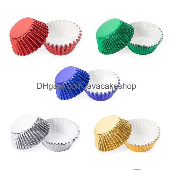 Cupcake Plastica Cottura Muti Colore Bakeware Ispessimento Tazza Porta carta Scatola in PVC Imballato Forno Sicurezza Senza odore Foglio di alluminio 16Yt C Dhzb0