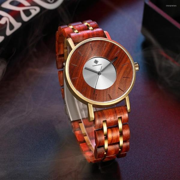 Avanadores de punho Kunhuang Moda de criatividade personalizada Custom Wooden Watch Men 30m Quartz impermeabilizada OROLOGIO da UOMO