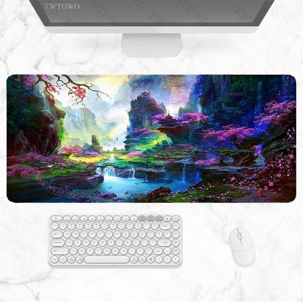 Pads Proteção para os olhos Flores de cerejeira HD Sakura Mouse Pad Gaming XL