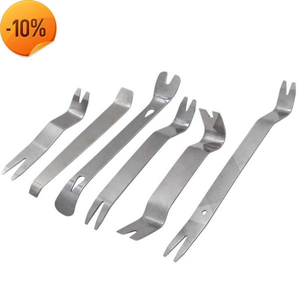 Neue 6PCS Kit Trim Tür Clip Panel Dash Dashboard Audio Radio Innen Reparatur entfernung Werkzeug Metall Silber farbe auto Entfernung Hebeln Werkzeug